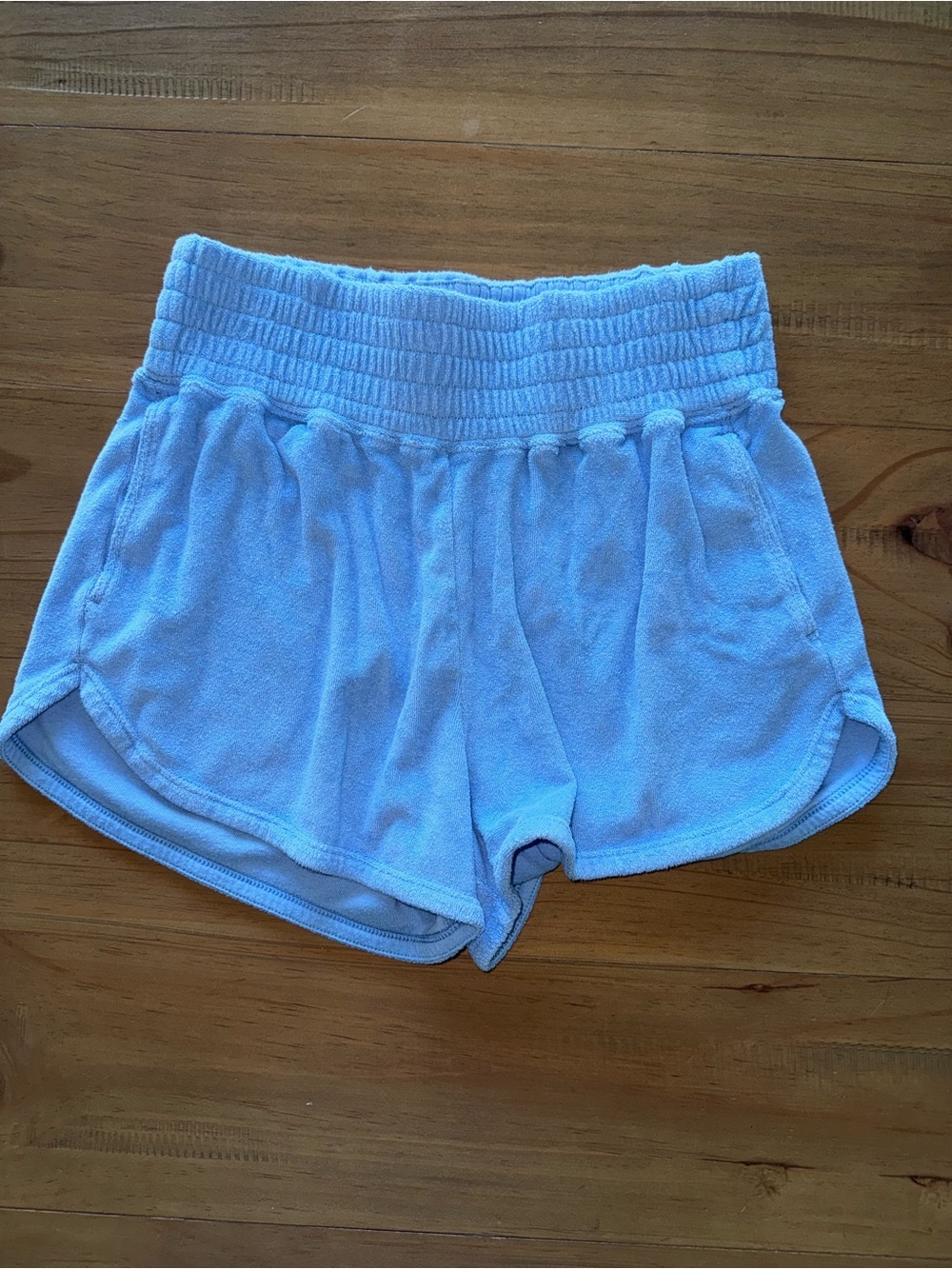 Abercrombie & Fitch Soft A&F Towel Terry Dolphin Shorts - Light Blue, Size S